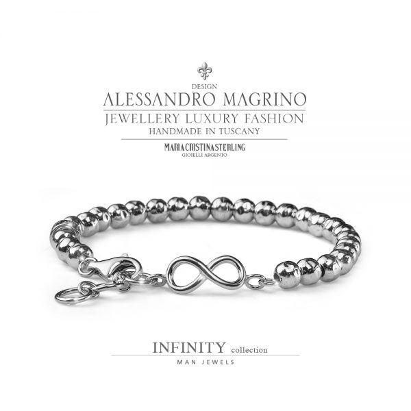bracciale uomo-argento e perle argento-infinito-infinity-maria cristina sterling
