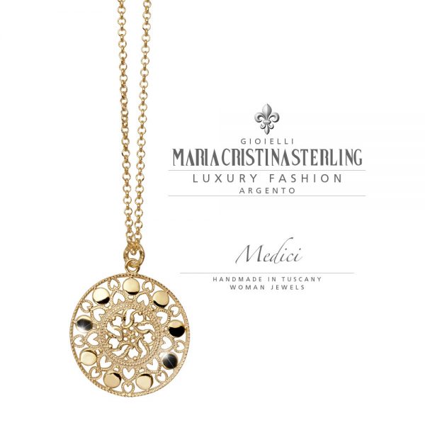 collana donna-argento bagnato oro giallo - 80 cm- medici-maria cristina sterling