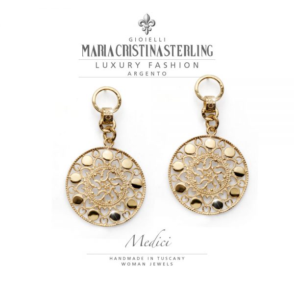 orecchini donna-argento 925 bagnato oro giallo-un cerchio-medici-maria cristina sterling