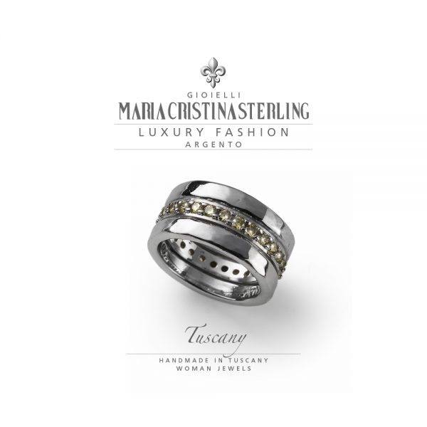 anello donna-argento e cristalli peridoto-tuscany-maria cristina sterling