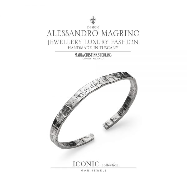 Bracciale uomo - argento con incisione - collezione Iconic - Alessandro Magrino