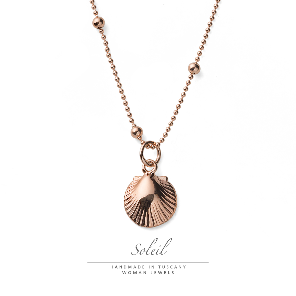 Collana donna-argento oro rosa-ciondolo conchiglia-collezione Soleil-Maria Cristina Sterling