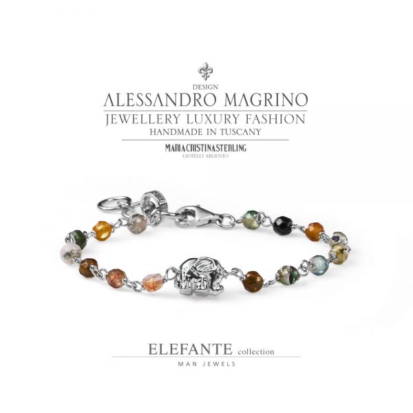 Bracciale uomo - argento e pietre naturali - collezione Elefante - Alessandro Magrino