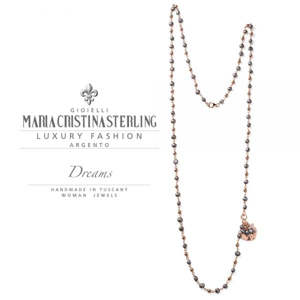Collana donna - argento rosa e perle grigie pendente a cuore - collezione Dreams - Maria Cristina Sterling