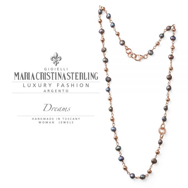 Collana donna - argento rosa e perle grigie - collezione Dreams - Maria Cristina Sterling