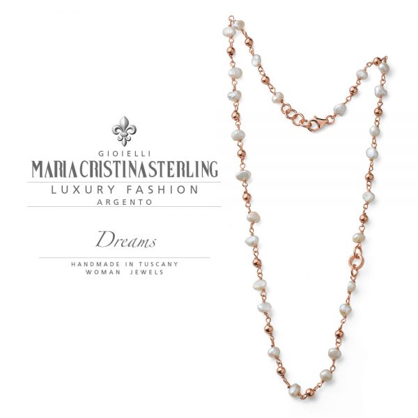 Collana donna - argento rosa e perle bianche collezione Dreams - Maria Cristina Sterling