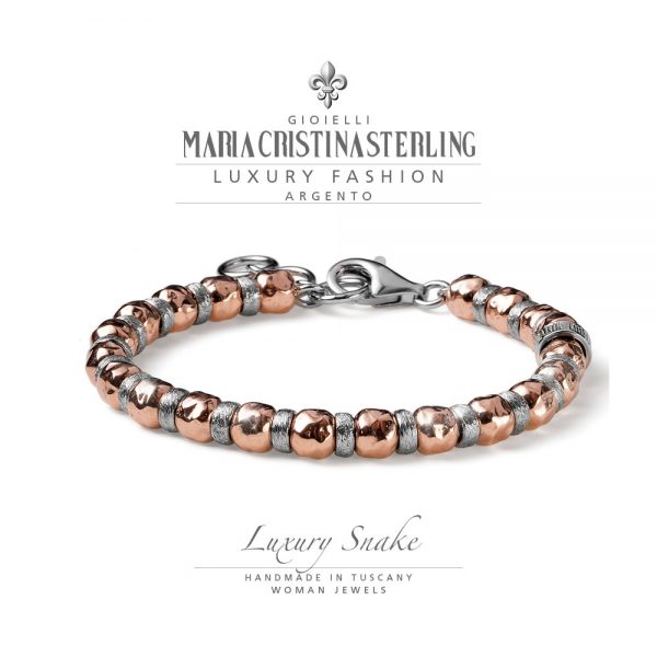 Bracciale donna - argento bicolor - collezione Luxury Snake - Maria Cristina Sterling